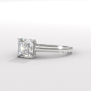 1.50CT Asscher Diamond Hidden Halo Moissanite Engagement Ring