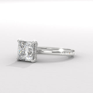 2.0CT Princess Cut Diamond Hidden Halo Setting Moissanite Engagement Ring