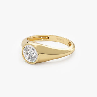 1.0CT Round Diamond Bezel Solitaire Moissanite Engagement Ring