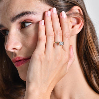2.0CT East-West Emerald Cut Half Bezel Setting Solitaire Engagement Ring