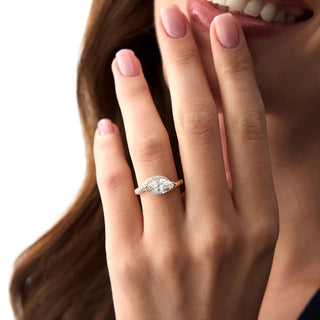 1.50CT East-West Marquise Diamond Cluster Setting Unique Moissanite Ring