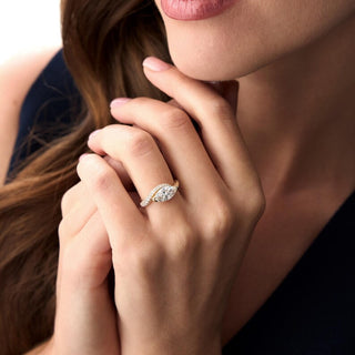 1.50CT East-West Marquise Diamond Cluster Setting Unique Moissanite Ring