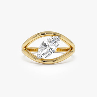 1.0CT East-West Marquise Diamond Unique Split Shank Moissanite Engagement Ring