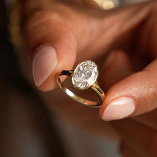 2.0CT Oval Diamond Bezel Setting Solitaire Moissanite Engagement Ring