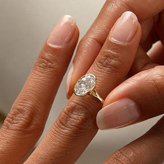 2.0CT Oval Diamond Bezel Setting Solitaire Moissanite Engagement Ring