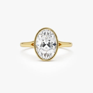 2.0CT Oval Diamond Bezel Setting Solitaire Moissanite Engagement Ring