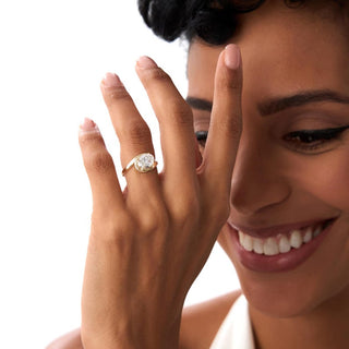 1.50CT East-West Oval Diamond Unique Bezel Setting Moissanite Engagement Ring