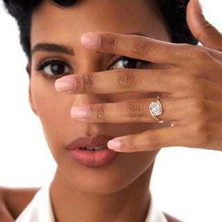 1.50CT East-West Oval Diamond Unique Bezel Setting Moissanite Engagement Ring