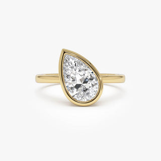 1.50CT Pear Diamond Bezel Setting Solitaire Cross Diamond Moissanite Ring