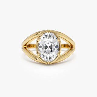 2.0CT Oval Diamond Unique Split Shank Solitaire Moissanite Engagement Ring