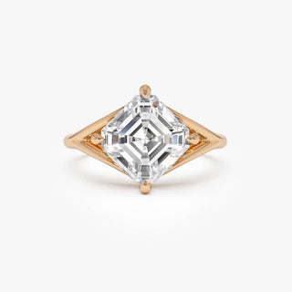3.0CT Asscher Cut Diamond Compass Prongs Solitaire Moissanite Engagement Ring