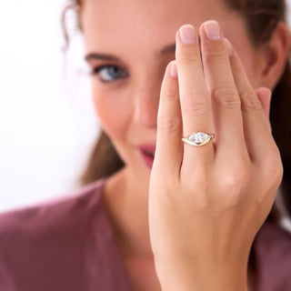 1.50CT East-West Marquise Diamond Curved Style Moissanite Engagement Ring