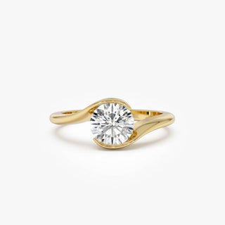 1.0CT Round Diamond Bypass Shank Solitaire Moissanite Engagement Ring