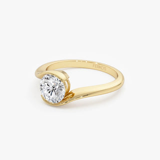 1.0CT Round Diamond Bypass Shank Solitaire Moissanite Engagement Ring