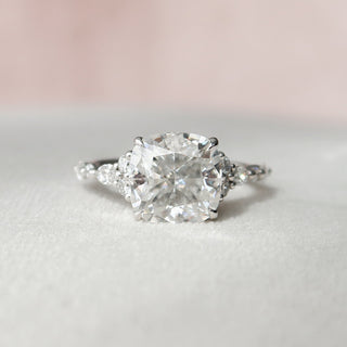 3.50CT Cushion Cluster Moissanite Diamond Four Prong Engagement Ring