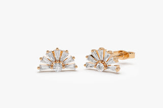 Tapered Baguette & Round Cut Diamond Unique Studs Earrings for Her