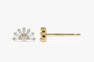 Tapered Baguette & Round Cut Diamond Unique Studs Earrings for Her