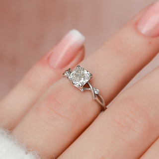 1.0CT Cushion Twig Moissanite Diamond Engagement Ring For Women