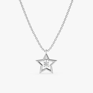 Round Cut Diamond Small Star Charm Necklace for Her