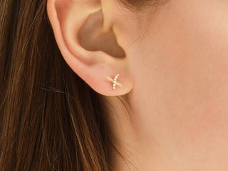 Round Cut Moissanite Cross Diamond Earrings For Women