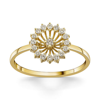 Round Cut Flower Diamond Moissanite Wedding Band in Gold