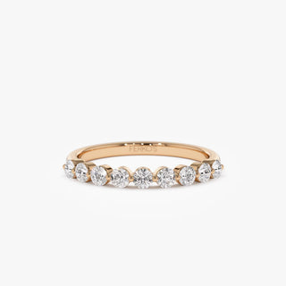 Round Moissanite Diamond Shared Prong Wedding Band in Gold