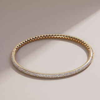 Round Cut Diamond Paved Bangle Bracelet for Women