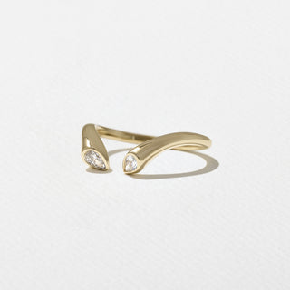 0.20TCW Pear Cut Diamond Unique Open Cuff Wedding Band