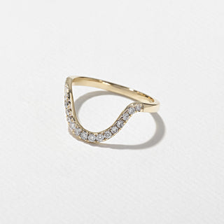 0.13TCW Round Cut Pave Set Curved Moissanite Wedding Band