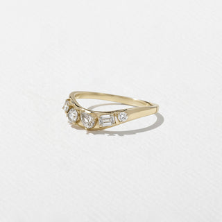 0.40TCW Multi Diamond Cluster Diamond Curved Wedding Band