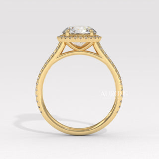 1.50CT Round Cut Diamond Halo Pave Setting Moissanite Engagement Ring