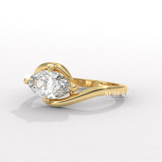 1.50CT East-West Marquise Diamond Unique Solitaire Engagement Ring