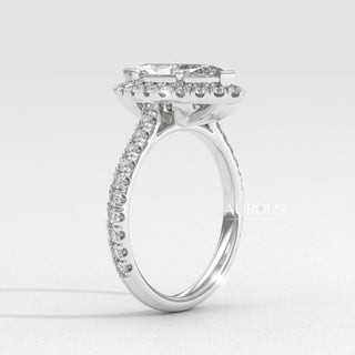 2.0CT Marquise Cut Halo Pave Setting Moissanite Engagement Ring