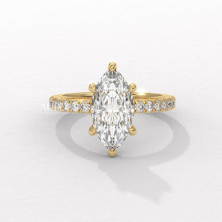2.0CT Marquise Cut Pave Setting Moissanite Engagement Ring