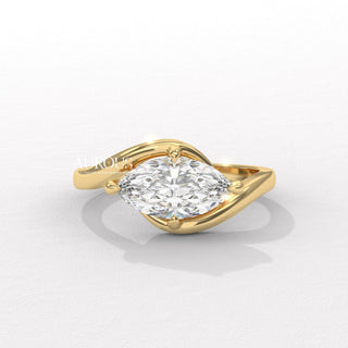 1.50CT East-West Marquise Diamond Unique Solitaire Engagement Ring