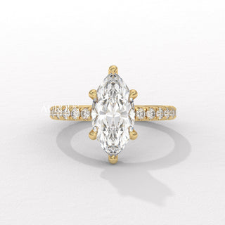 2.50CT Marquise Diamond Hidden Halo Moissanite Engagement Ring