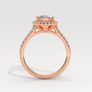 2.0CT Marquise Cut Halo Pave Setting Moissanite Engagement Ring