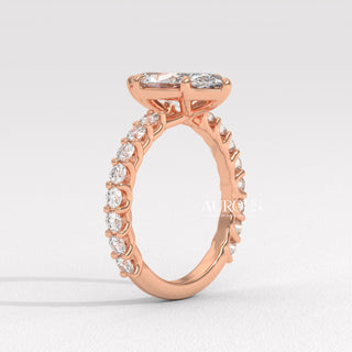 2.0CT Marquise Diamond Pave Setting Moissanite Engagement Ring