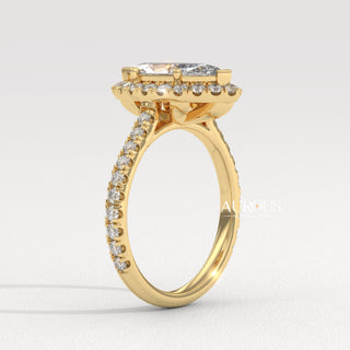 2.0CT Marquise Cut Halo Pave Setting Moissanite Engagement Ring