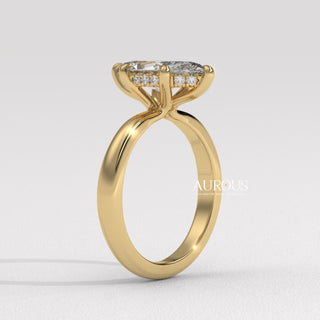 2.0CT Marquise Cut Hidden Halo Diamond Moissanite Engagement Ring