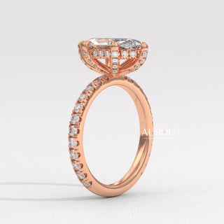 2.50CT Marquise Diamond Hidden Halo Moissanite Engagement Ring