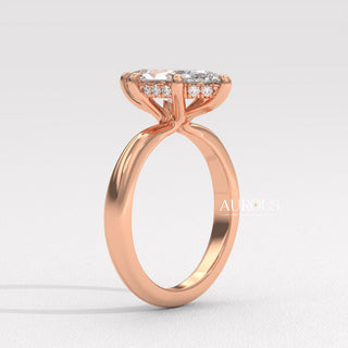 2.0CT Marquise Cut Hidden Halo Diamond Moissanite Engagement Ring