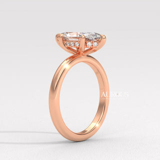 2.0CT Marquise Diamond Hidden Halo Moissanite Engagement Ring