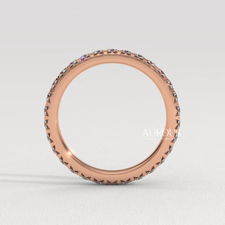 Round Diamond Pave Setting Eternity Moissanite Wedding Band