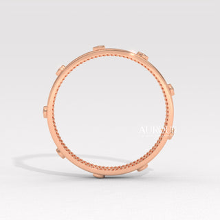 Round Diamond Bezel Unique Eternity Moissanite Wedding Band