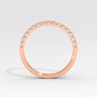 Round Diamond Half Eternity Pave Setting Moissanite Wedding Band