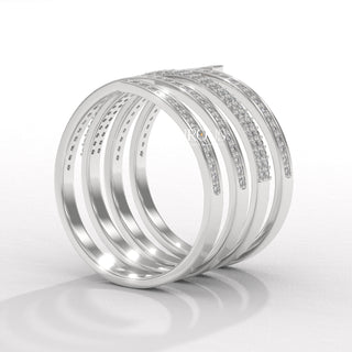 Round Cut Diamond Spiral Unique Moissanite Wedding Ring