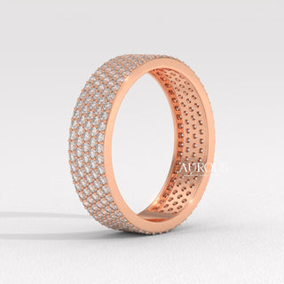 Round Diamond Cluster Setting Wide Moissanite Wedding Band