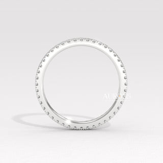 Round Diamond Pave Setting Eternity Moissanite Wedding Band