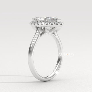 2.0CT Marquise Cut Halo Setting Moissanite Engagement Ring